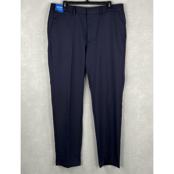 Haggar Men's 36X32 Dress Pant Slim Fit Straight Leg Dark Blue Flex Waistband NEW - Picture 2 of 13